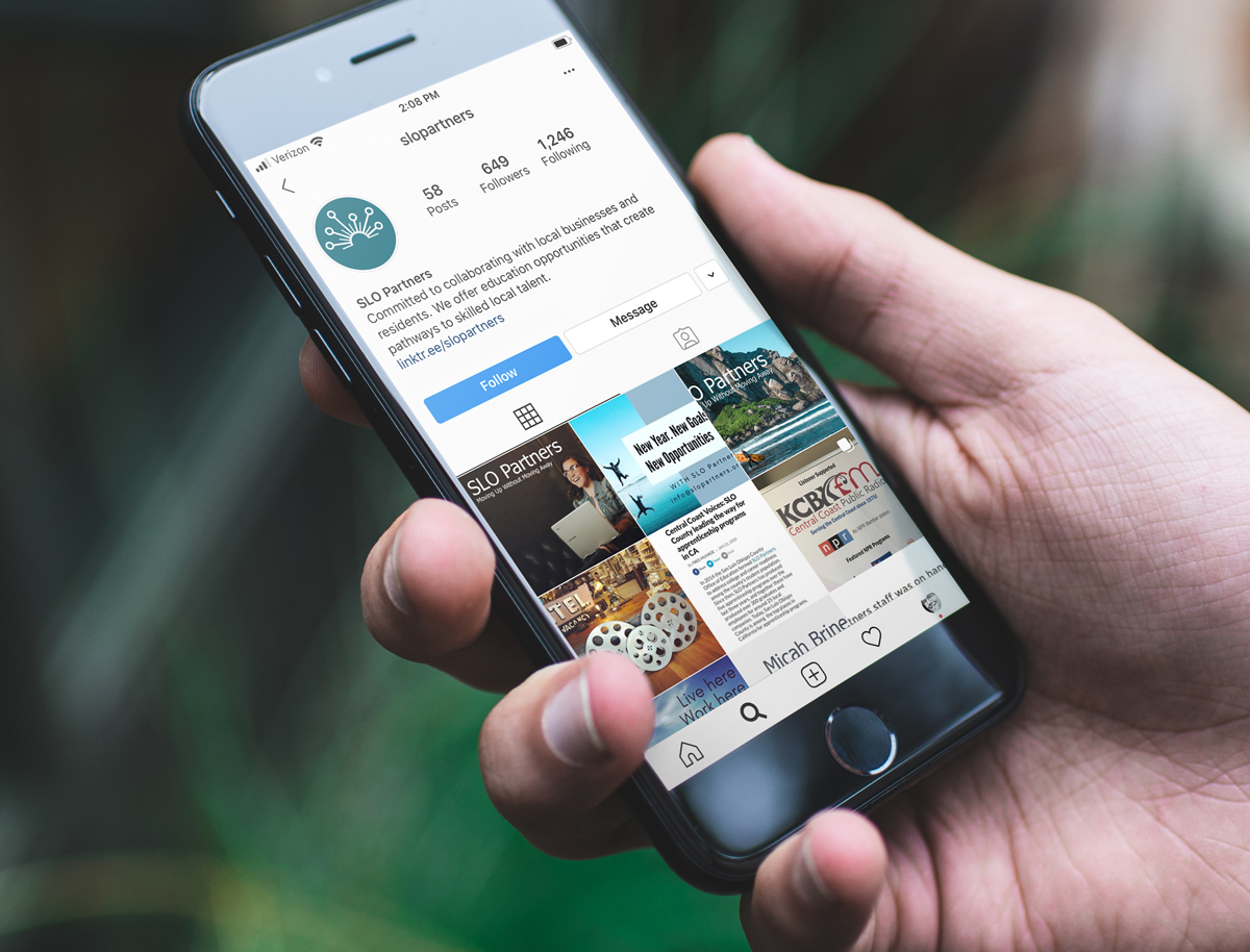 SLO Partners Instagram account on mobile phone